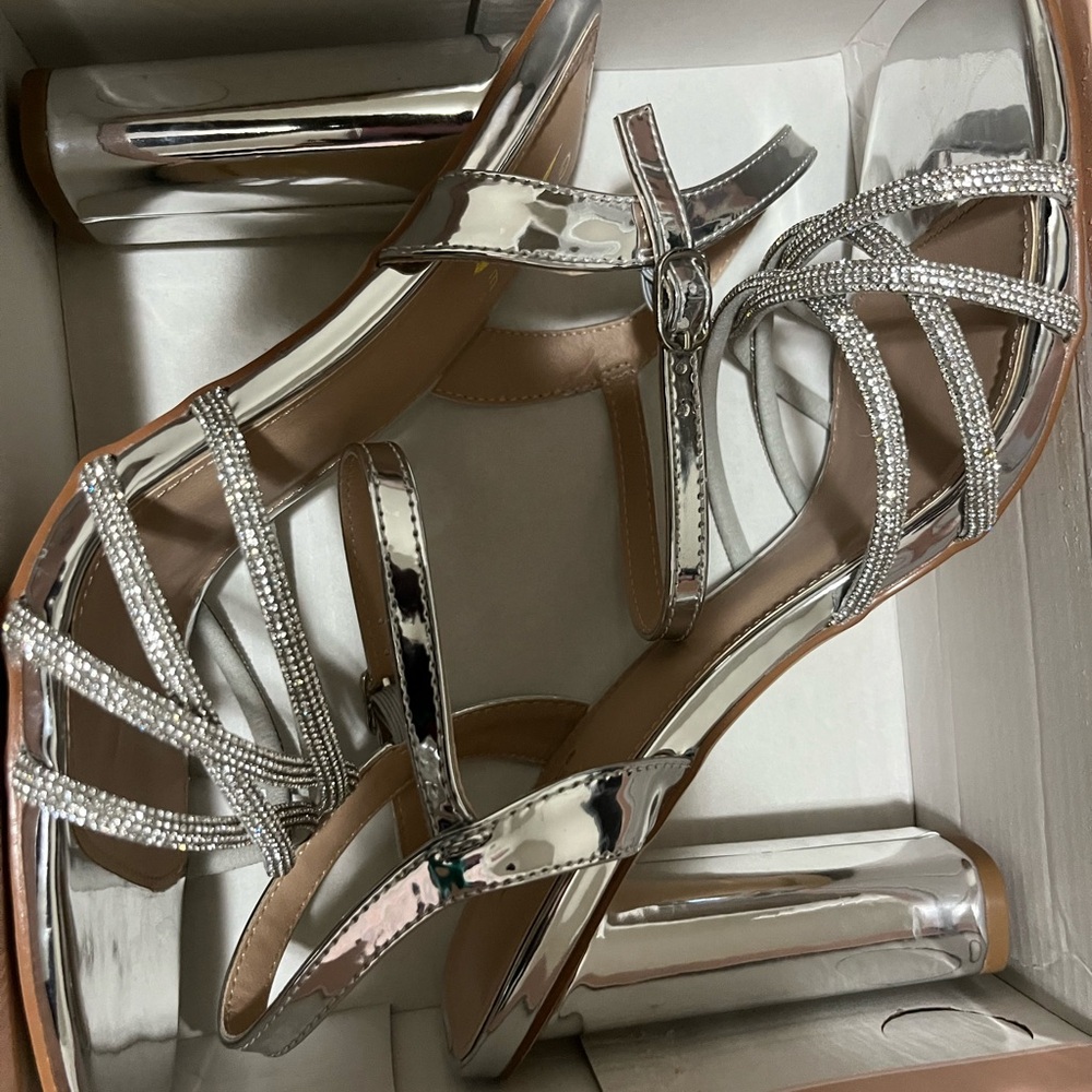 Glaze Silver Strappy Heels